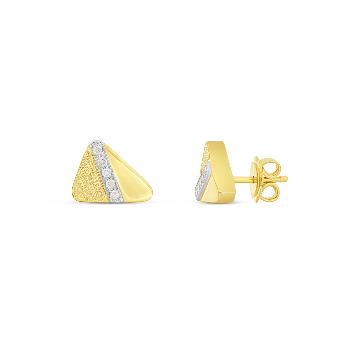 18kt Yellow Gold Triangle Earrings with Diamonds