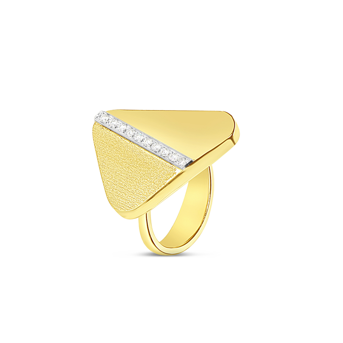 18kt Yellow Gold Triangle Ring with Diamonds
