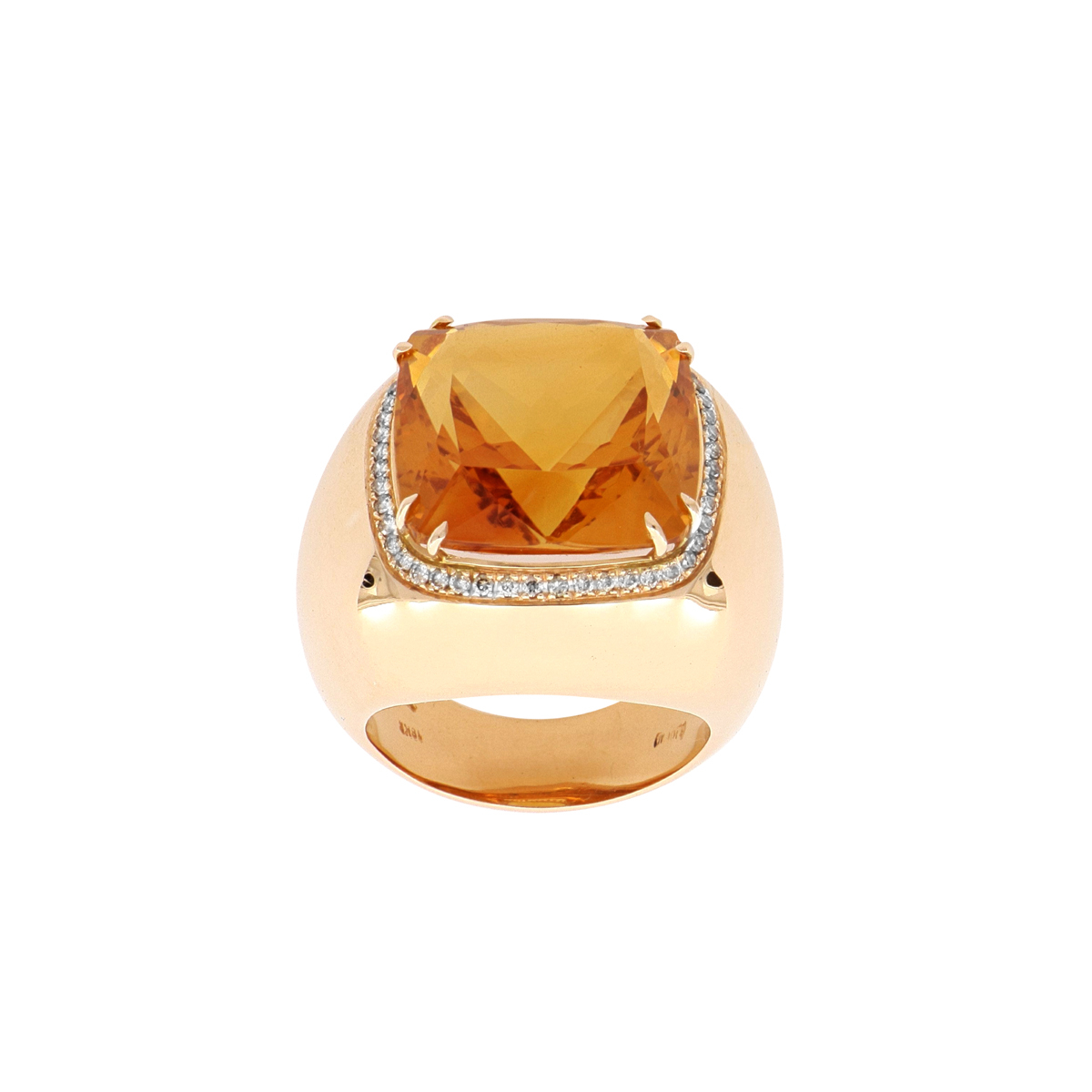 Beautiful orange spinel and white diamonds ring