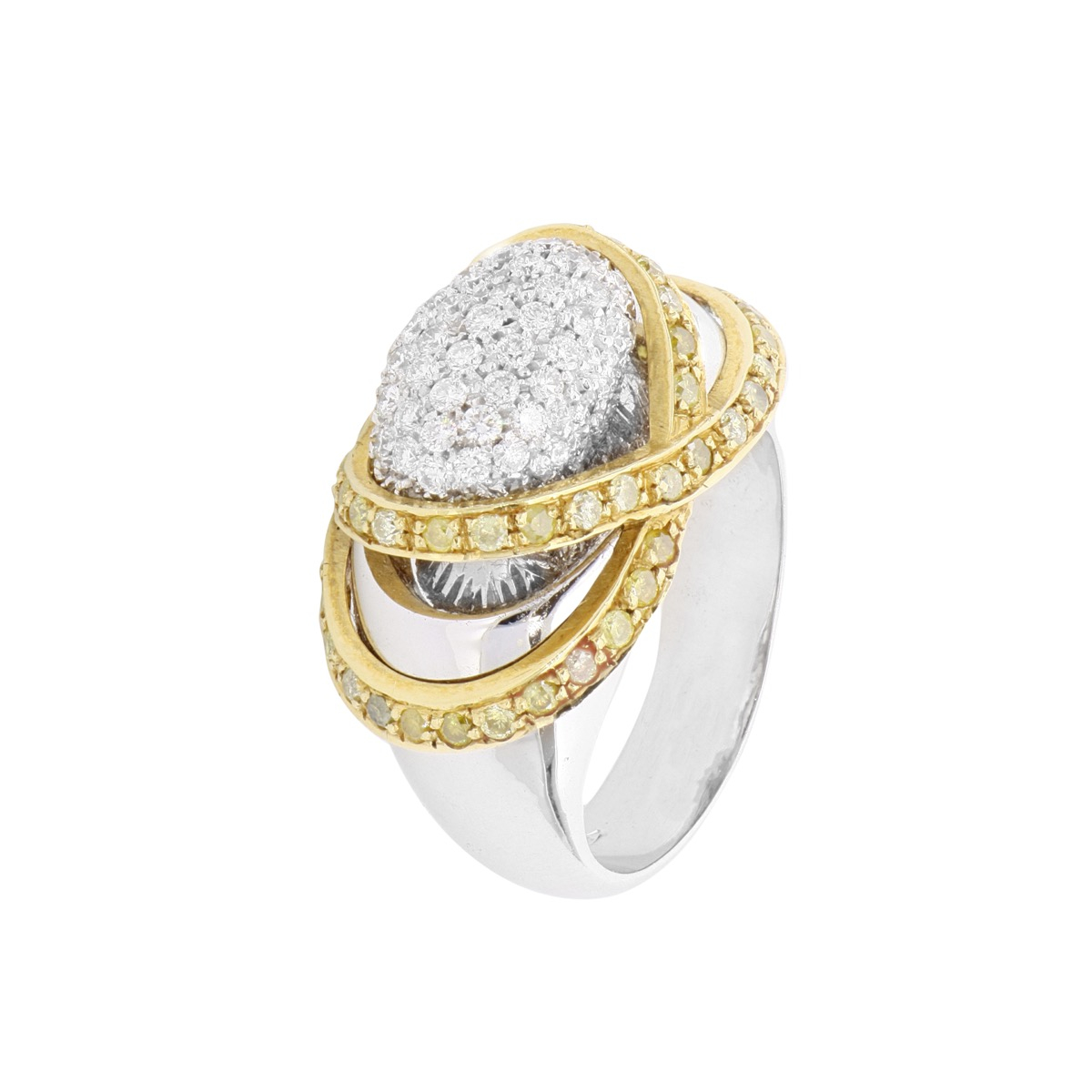 Yellow fancy diamonds ring