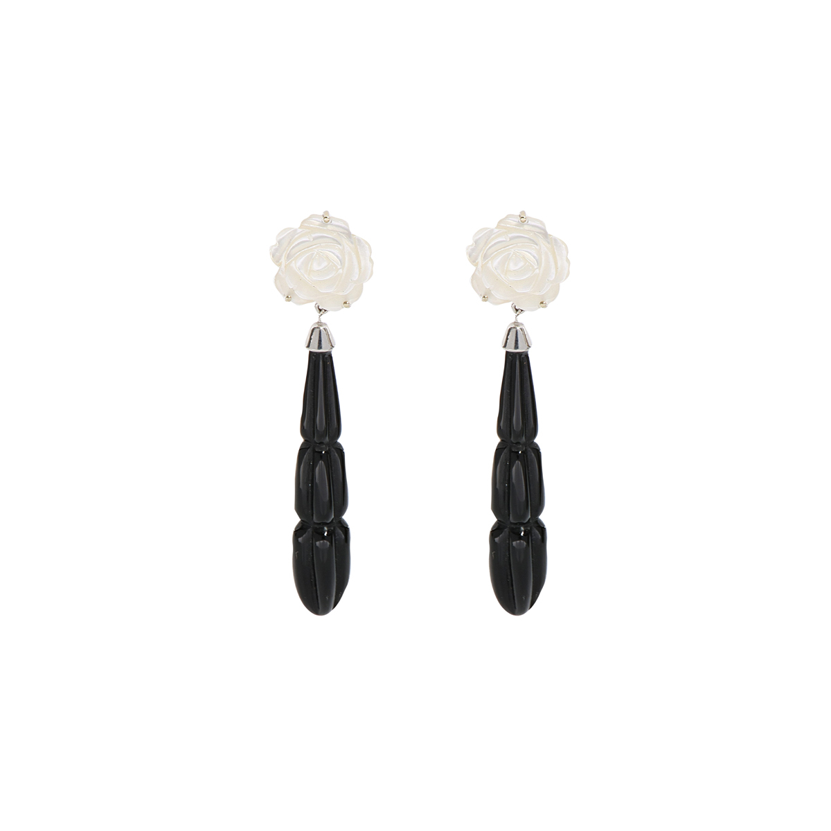 Onyx and mother-of-pearl earrings
