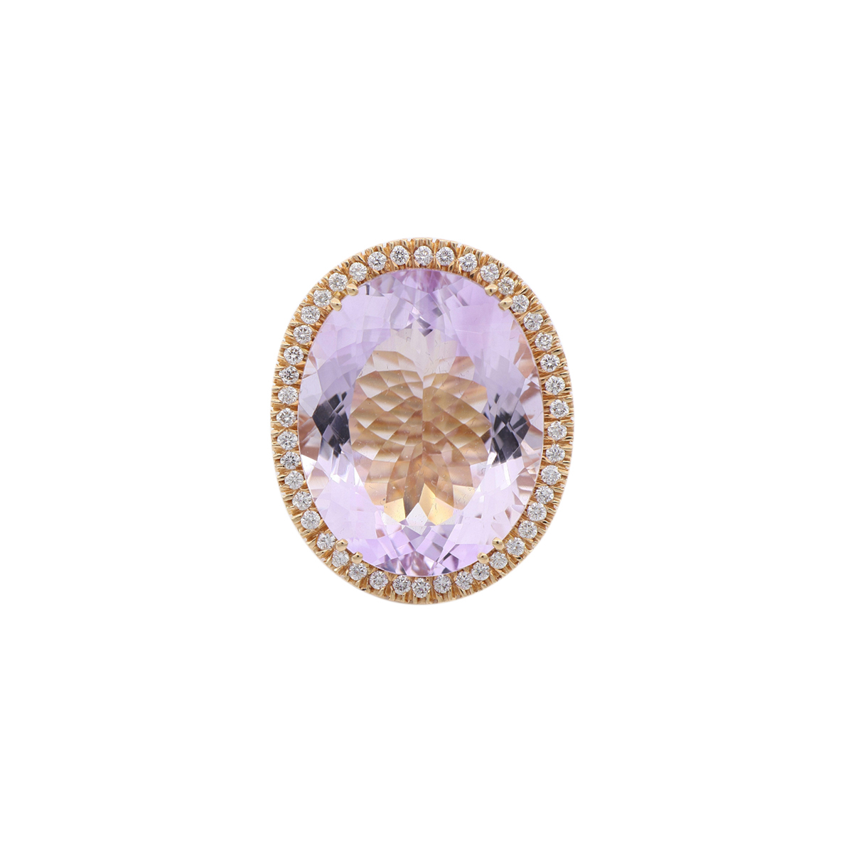 Oval Amethyst Ring with Diamond Halo