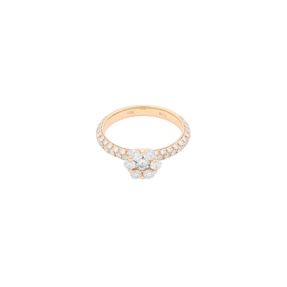 Magic Collection - 1.25 ct Diamond Flower Ring in 18 Kt Red Gold