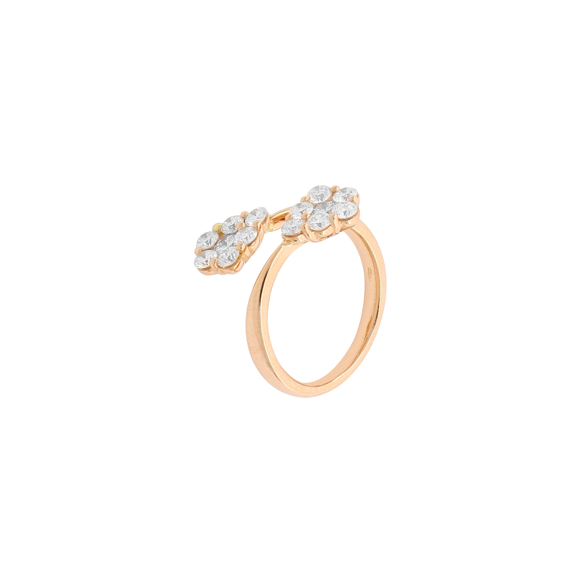 Magic Collection - Diamond Cluster Bypass Ring in 18 Kt Red Gold
