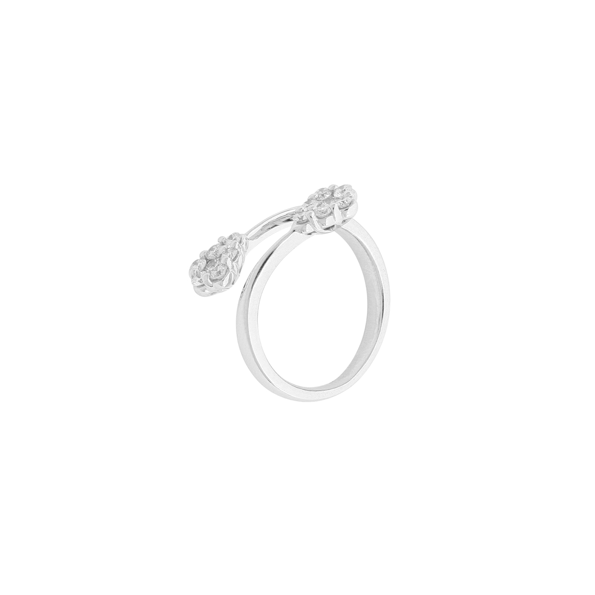 Magic Collection - Diamond Cluster Bypass Ring in 18 Kt White Gold