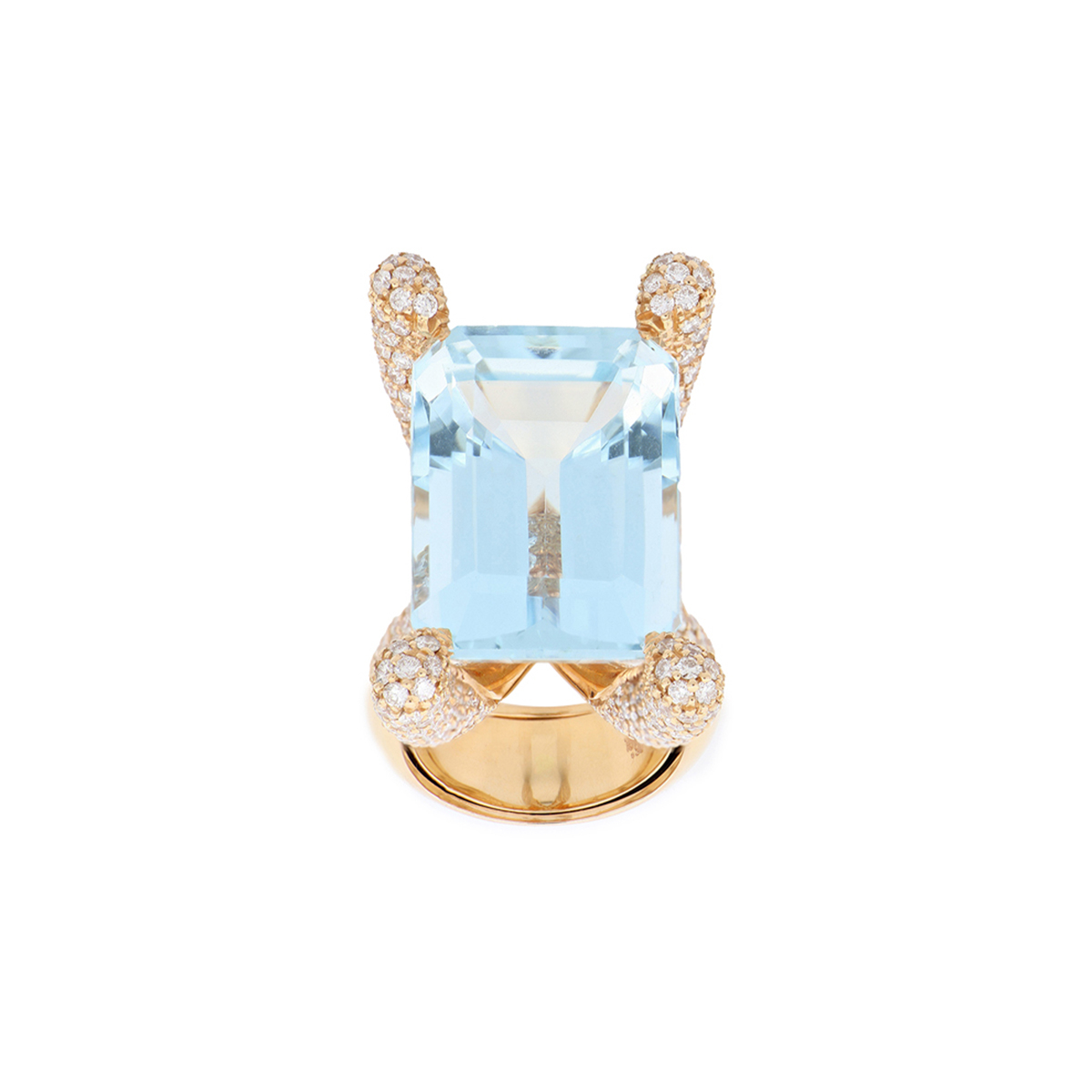 Diamond-Prong Aquamarine Ring