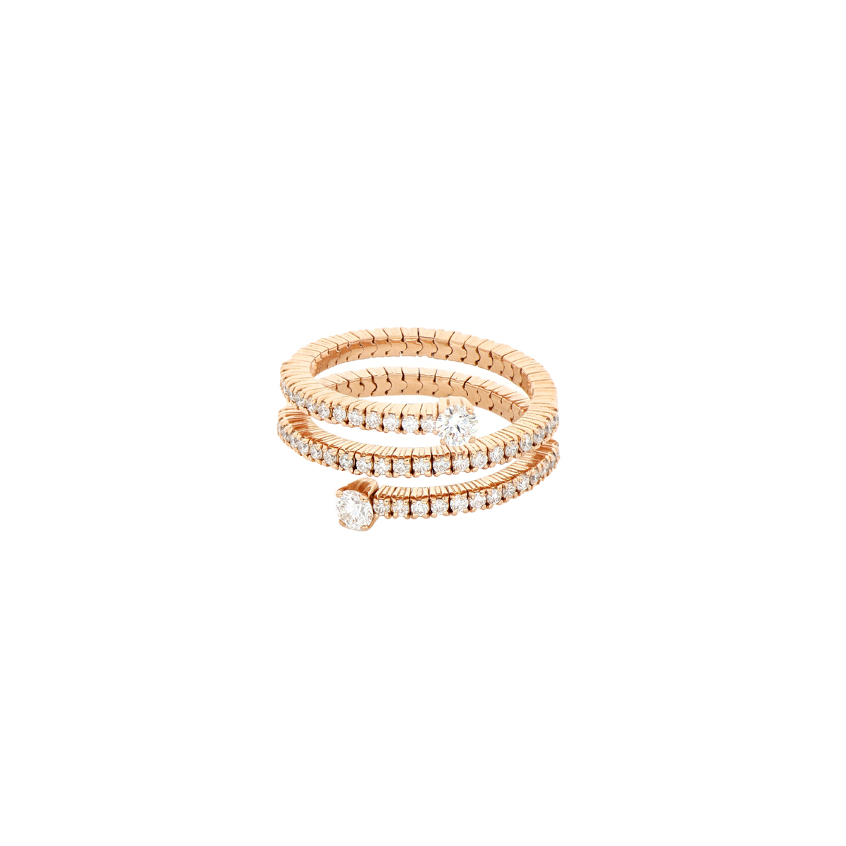 Red Gold and Diamond Spiral Eternity Ring