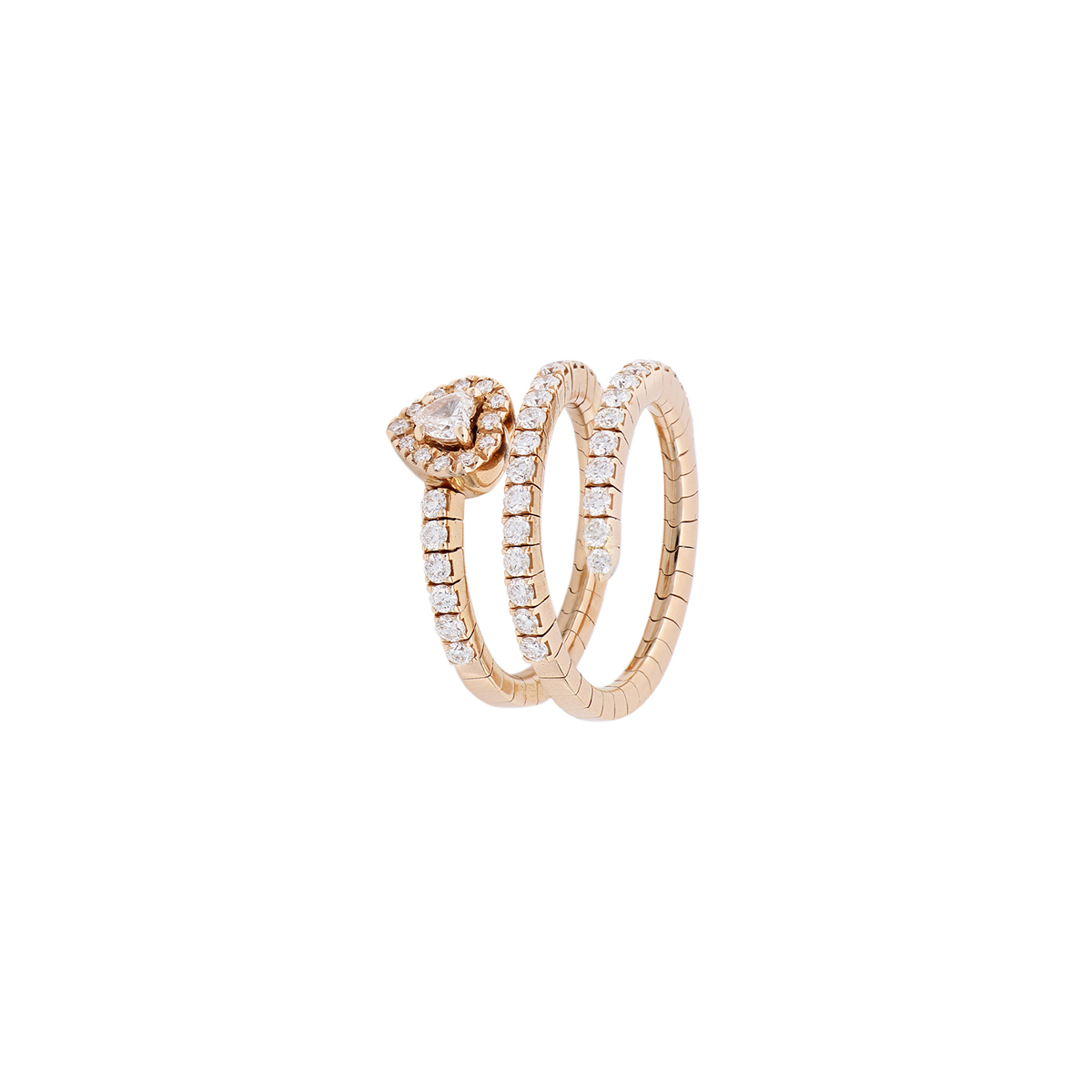 Red Gold Spiral Heart Ring