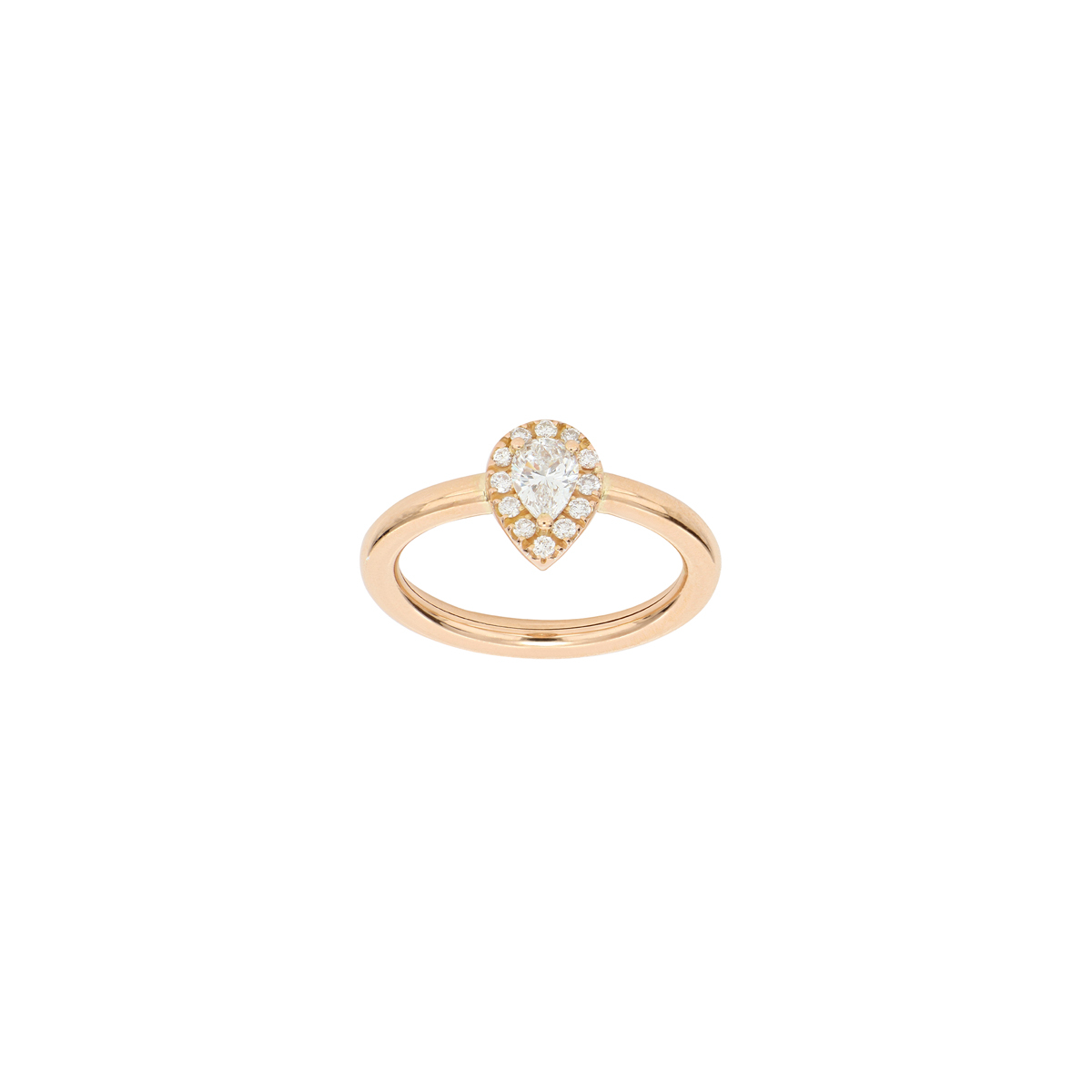 Red Gold Pear-Cut Diamond Halo Ring 