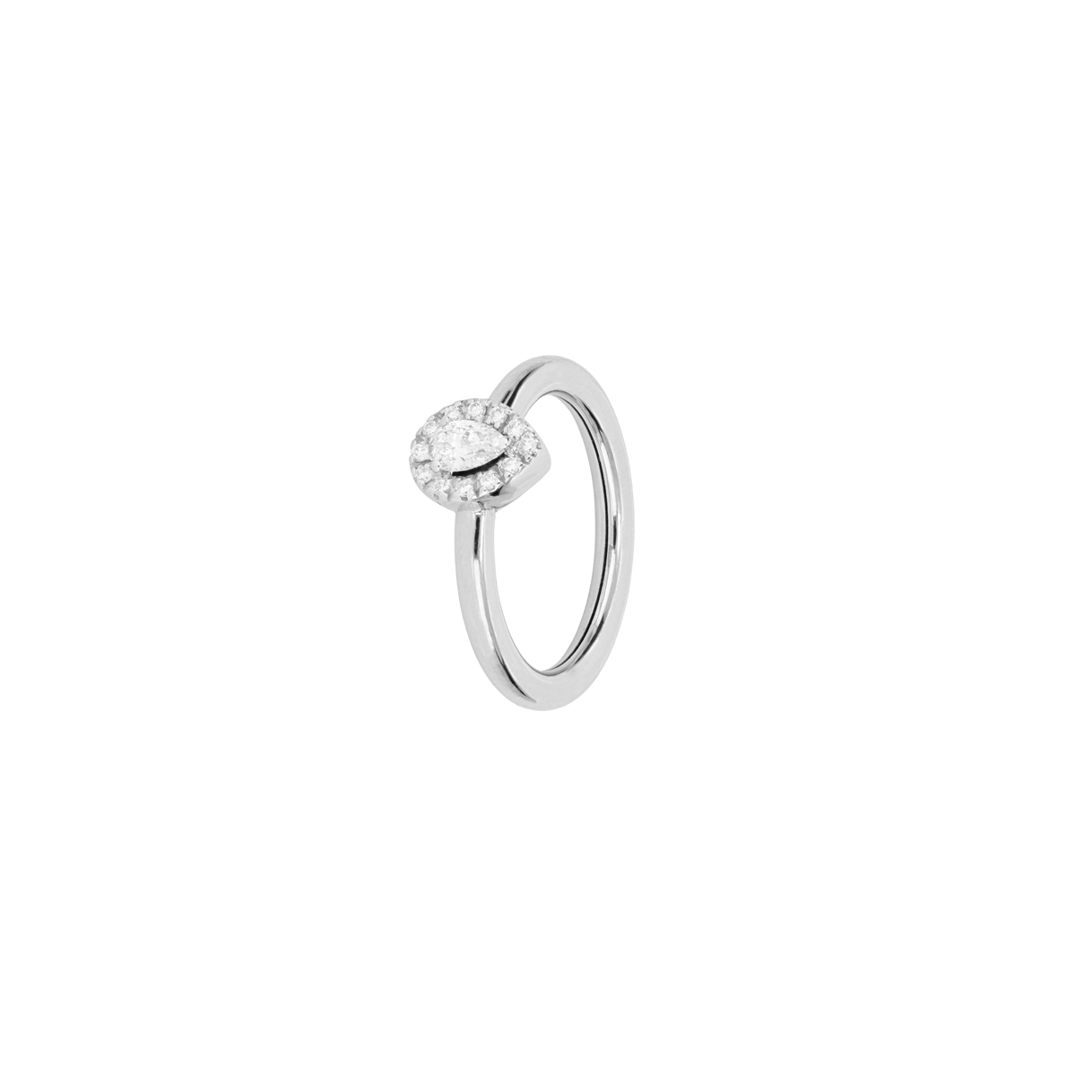 White Gold Pear-Cut Diamond Halo Ring 