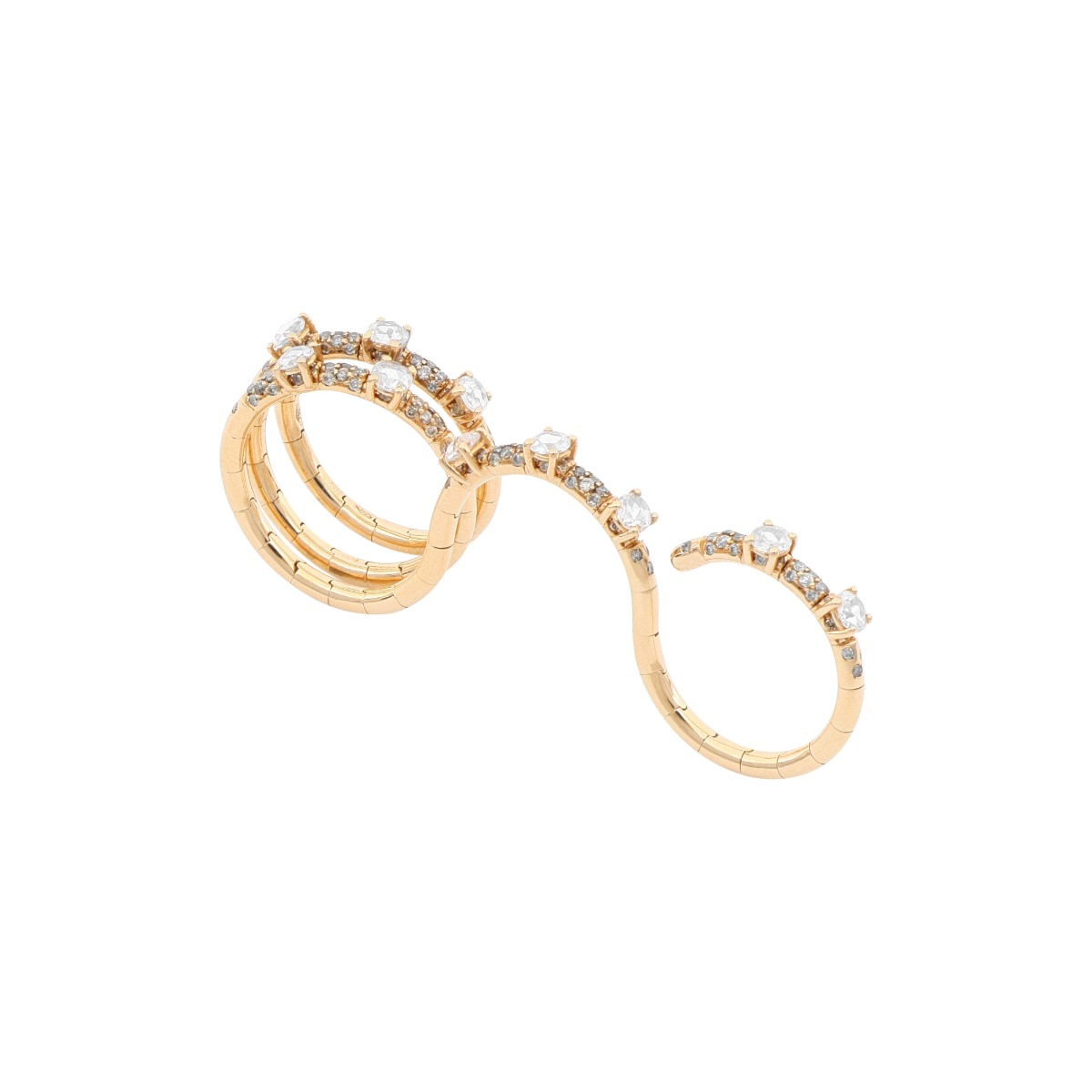 3 in 1 Gold Ring with Diamonds