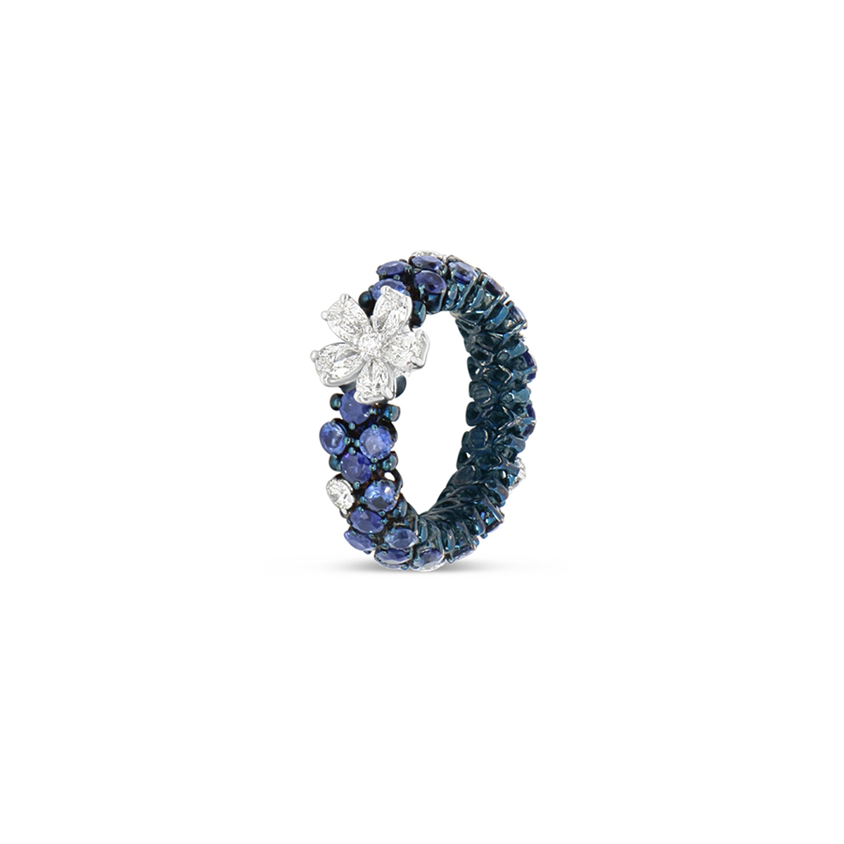 Blue Sapphires and White Diamonds Ring
