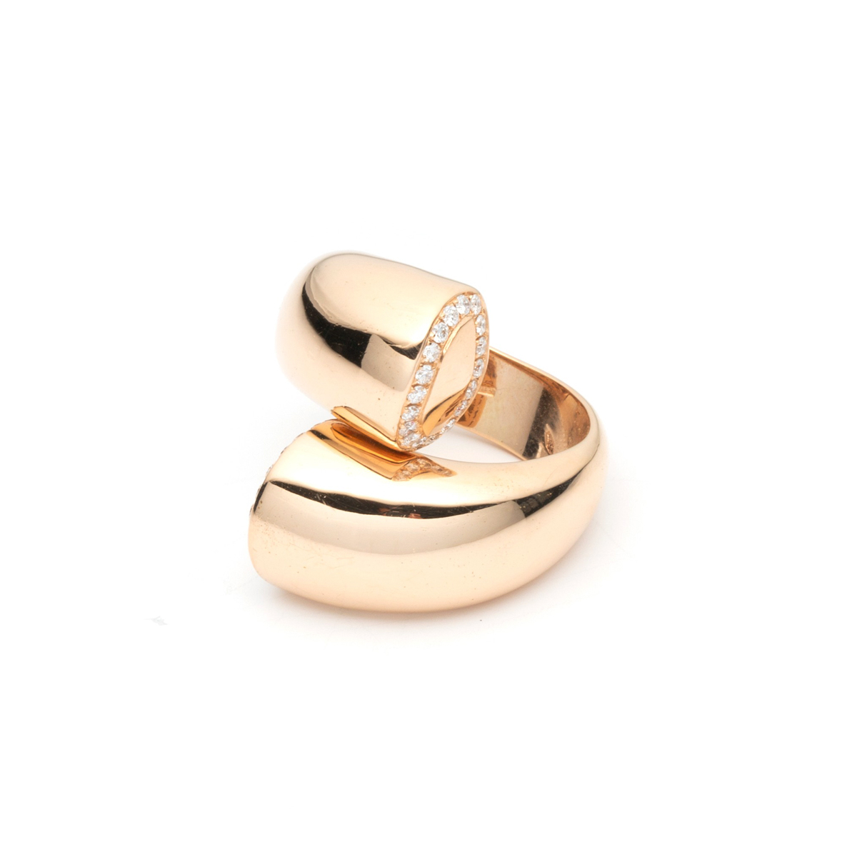 Special 18kt Yellow Gold Contrariè Ring with Diamonds