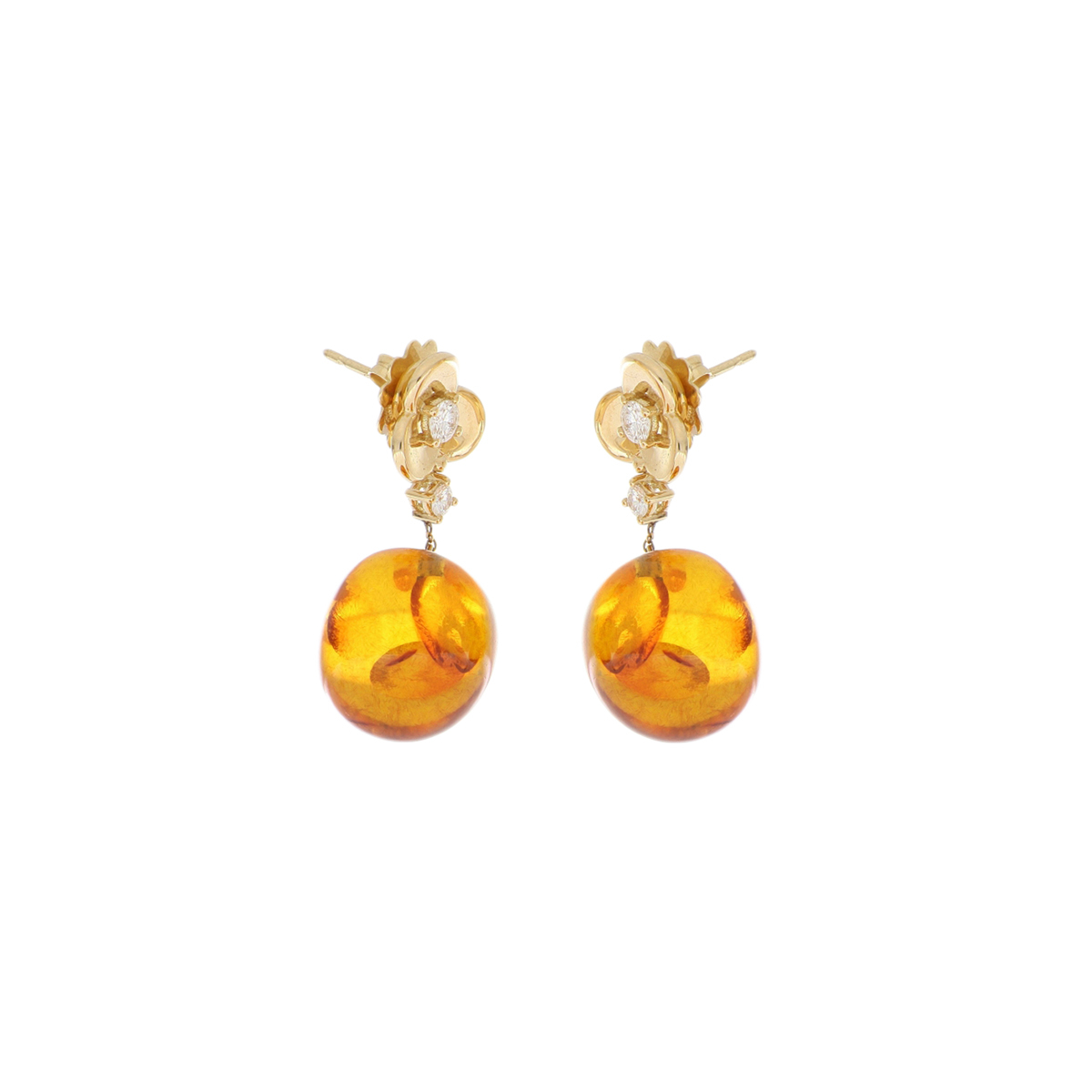 Amber and Diamond Earrings