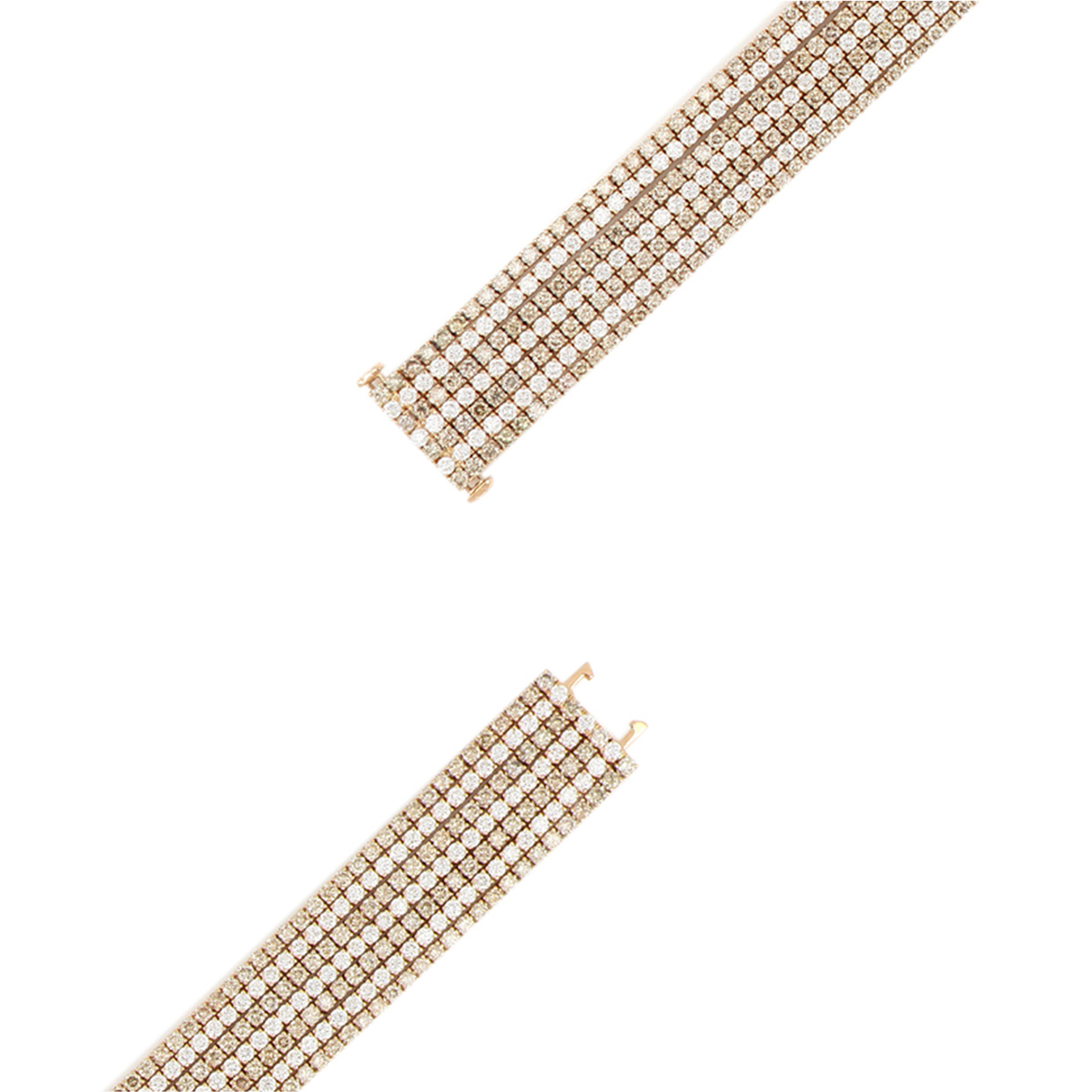 Wide Link Bracelet with White and Brown Diamonds
