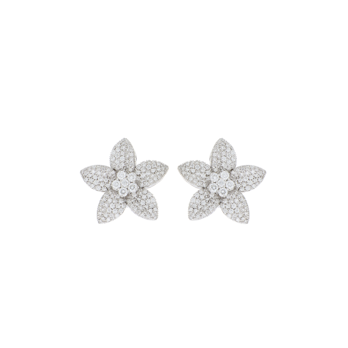 Diamond-Pavé Flower Earrings
