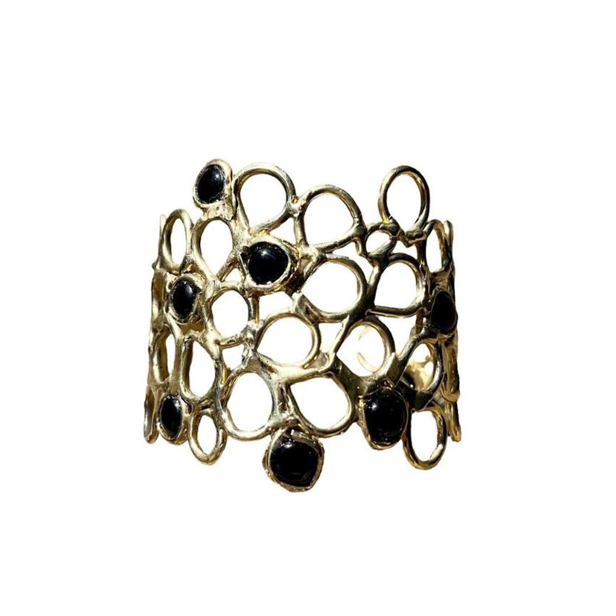 Bronze Circles Bracelet with Black Onyxes