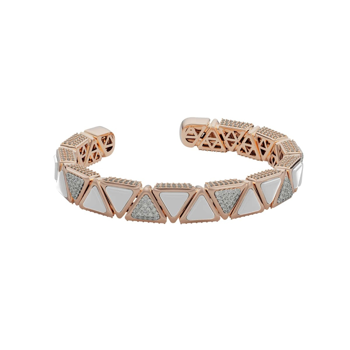Diamond and Cacholong Triangle Bracelet - Mirror Collection