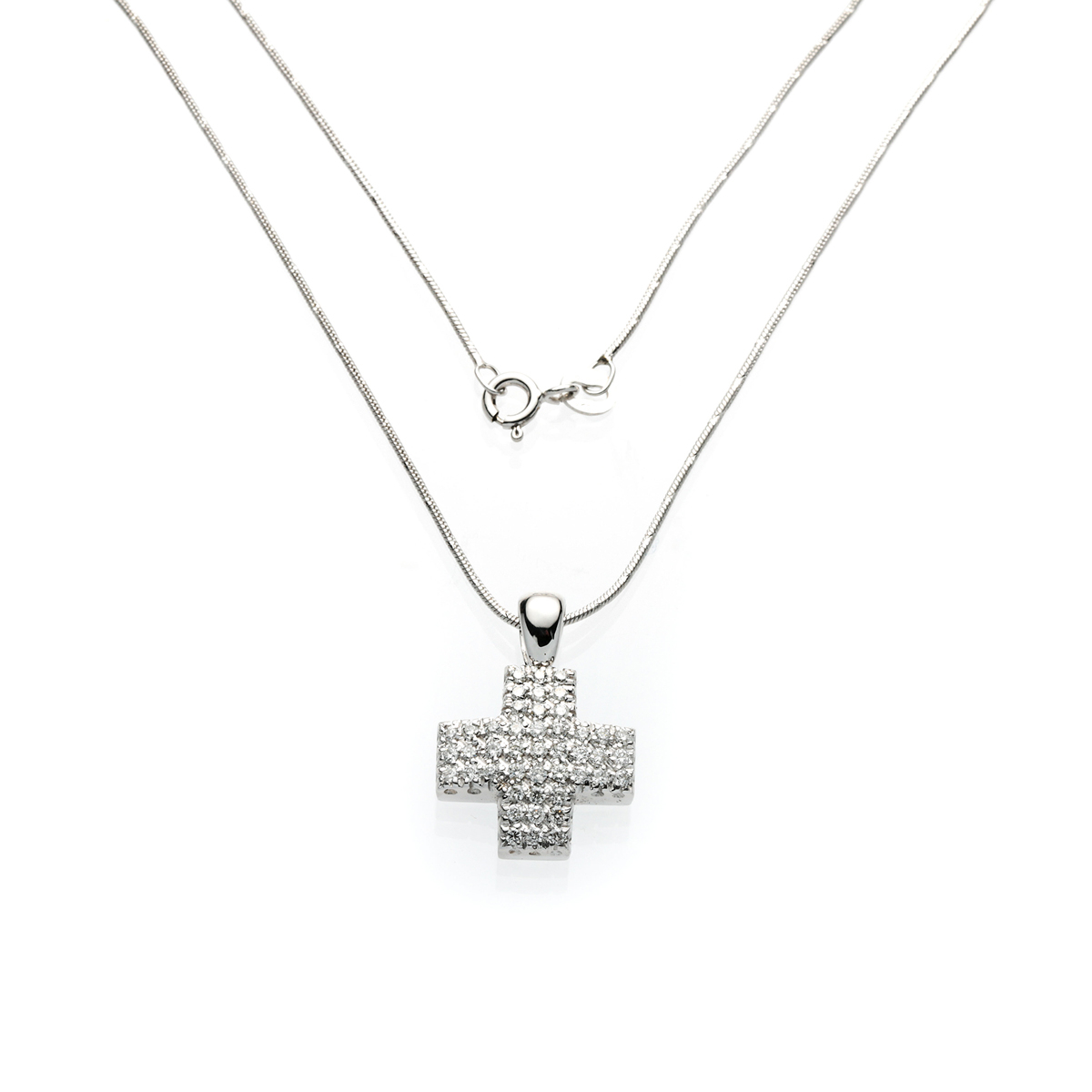 Diamond Greek Cross Pendant Necklace
