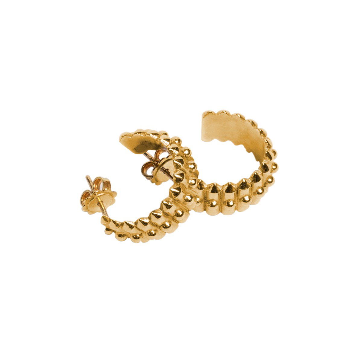 Semi-Circle Scalloped Hoop Earrings in 9K Yellow Gold - 