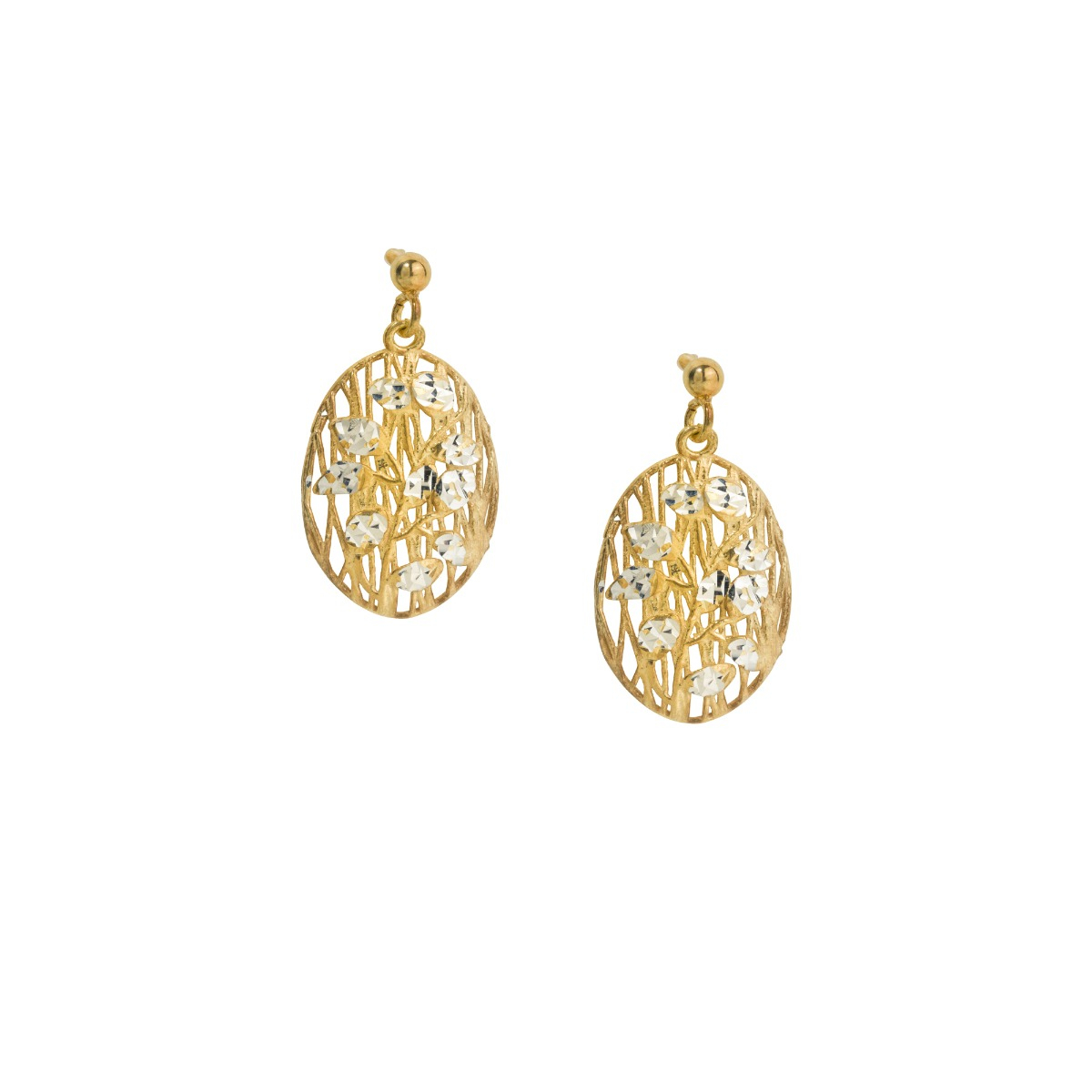 Contemporary Oval Net Earrings with Diamond Effect