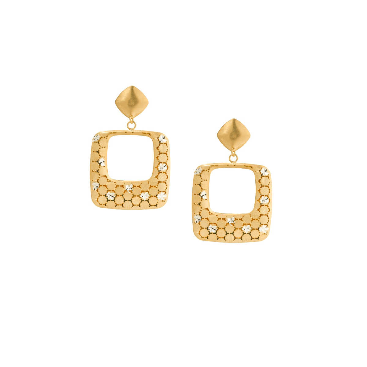 Modern Square Earrings with Diamond Effect