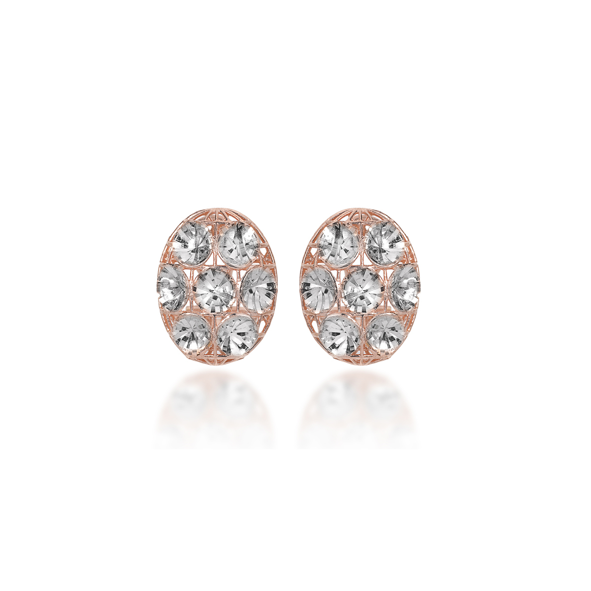 Rose Silver Diamond Effect Earrings