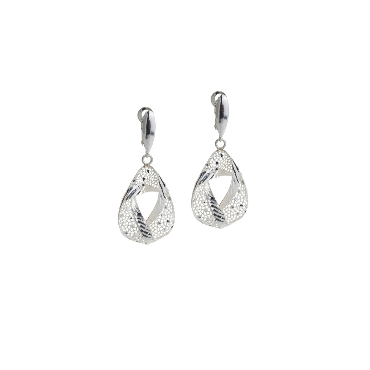Silver drop earrings with diamond effect