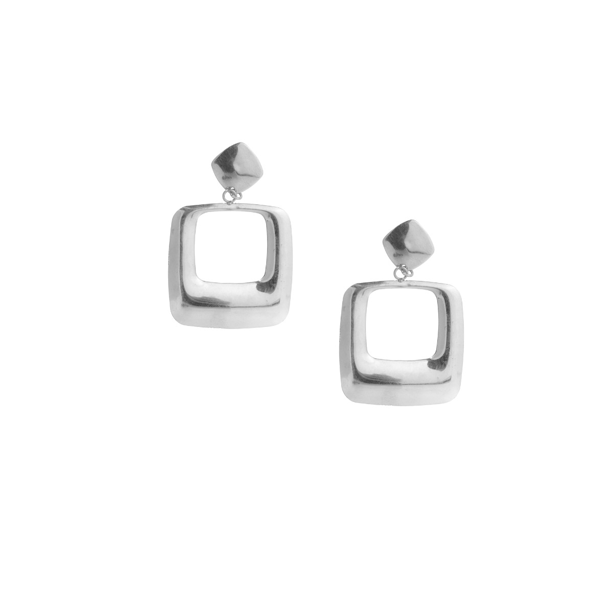 Square Earrings in High-Polished Silver