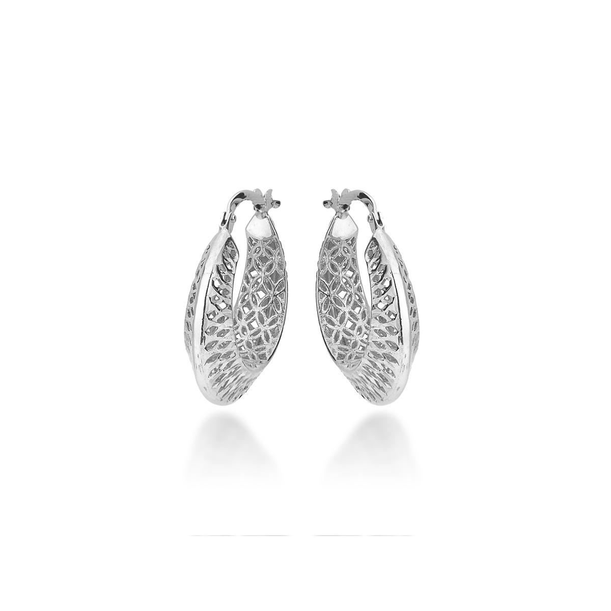 White Silver Diamond Effect Earrings