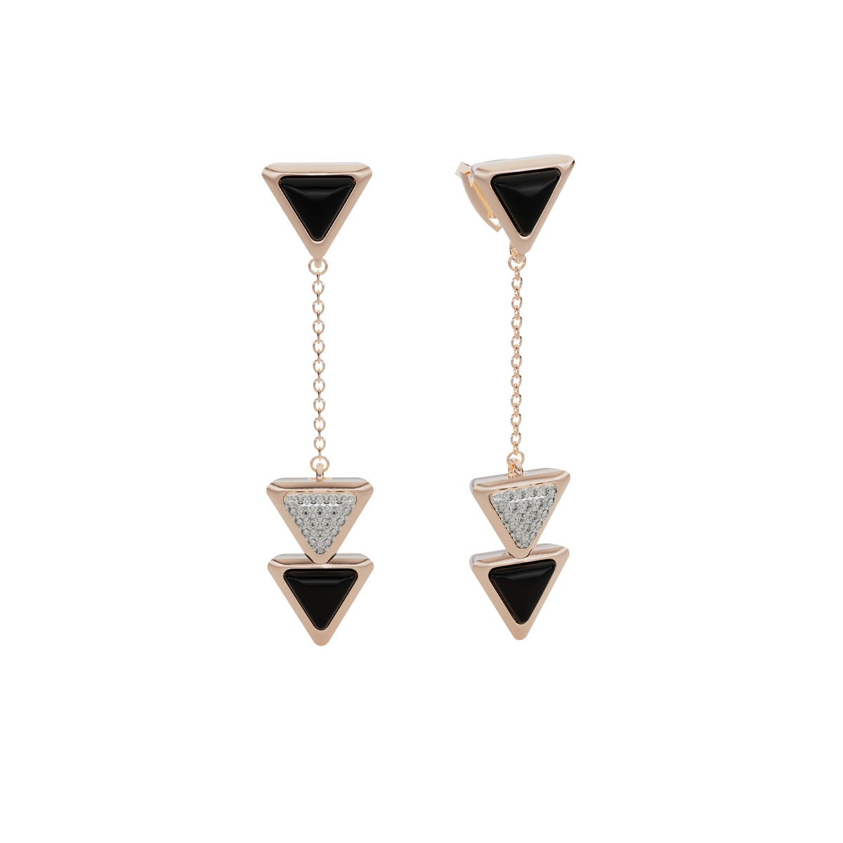 Earrings Dove Vai Forward Exquisite Rose Gold Onix and Diamonds
