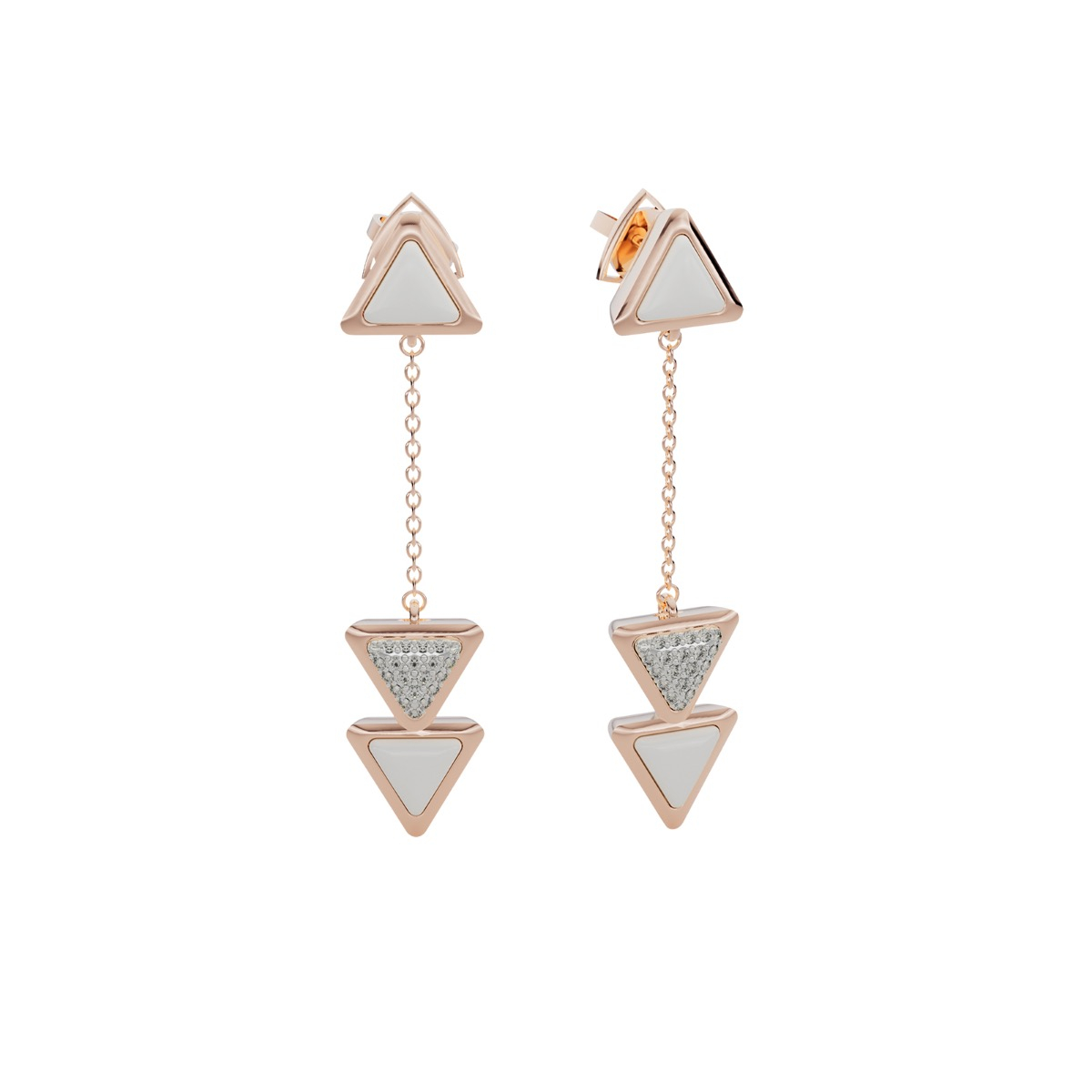 Earrings Dove Vai Rewind Exquisite Rose Gold Kogolong and Diamonds
