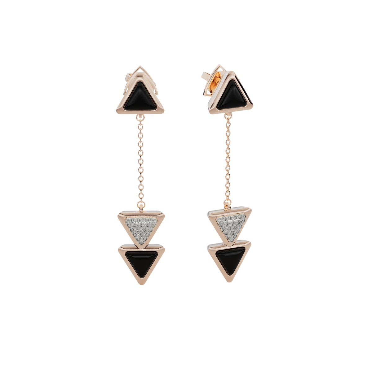 Earrings Dove Vai Rewind Exquisite Rose Gold Onix and Diamonds