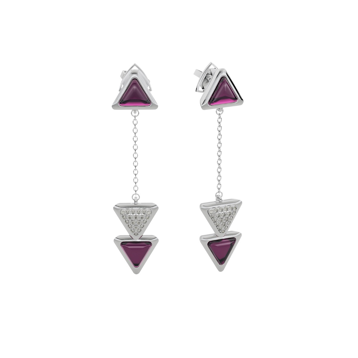 Earrings Dove Vai Rewind Exquisite White Gold Pink Garnet and Diamonds
