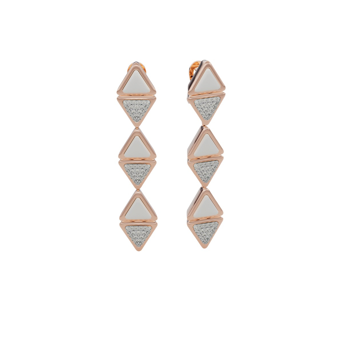 Earrings Long Mirror Exquisite Rose Gold Kogolong and Diamonds