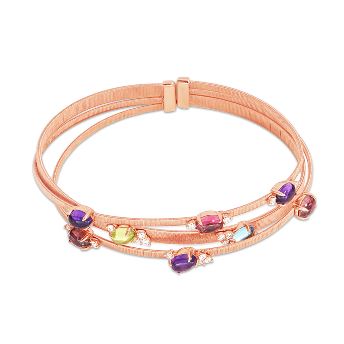 18kt Rose Gold Bracelet with Rainbow drops