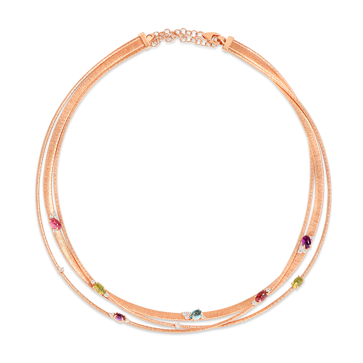18kt Rose Gold Necklace with Rainbow drops