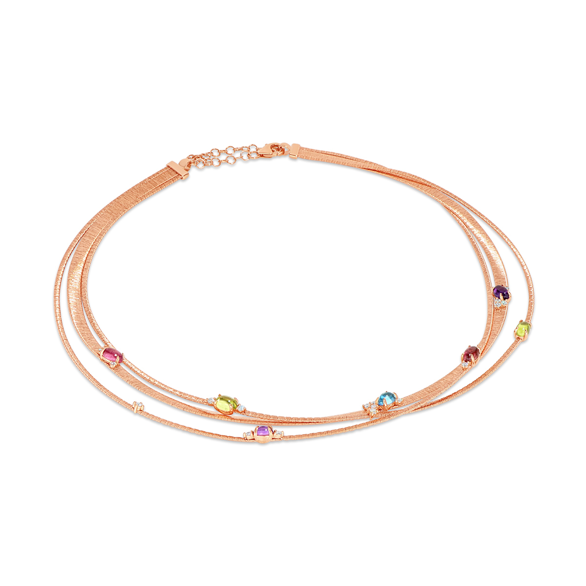 18kt Rose Gold Necklace with Rainbow drops