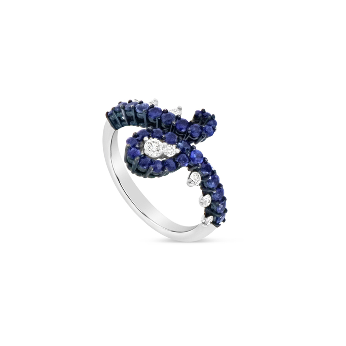 Sapphire and Diamond Ring in 18K White Gold - 