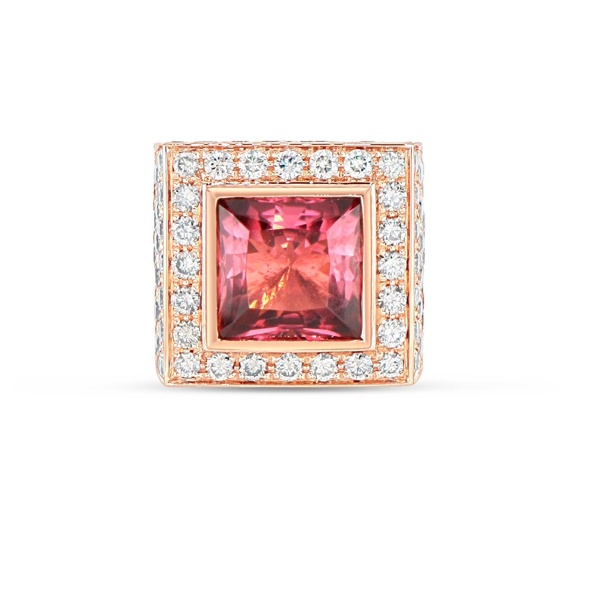10.25ct Square Tourmaline Ring in 18kt rose gold