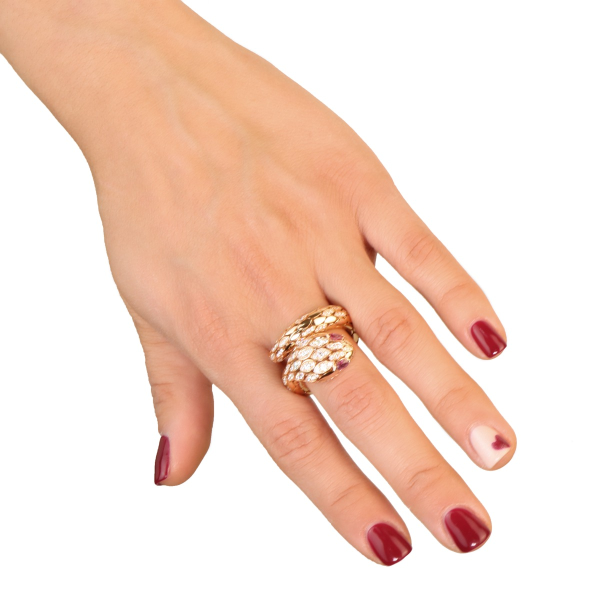 18 kt Rose Gold Snake Ring with Diamonds