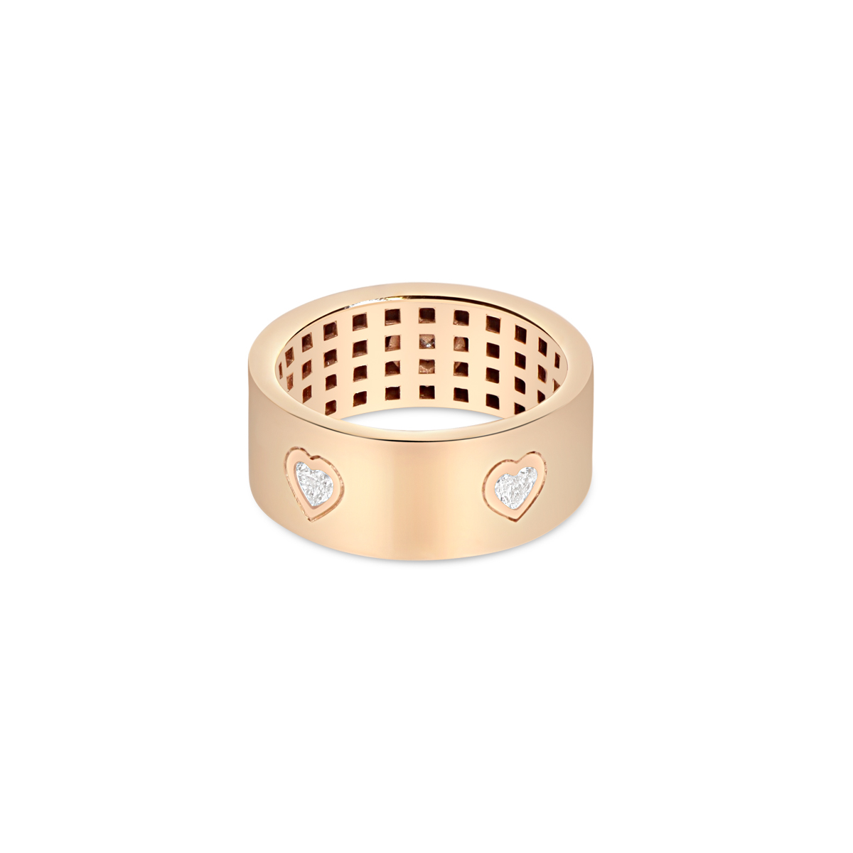 Flat Band Diamond Heart Ring in 18K Yellow Gold - 