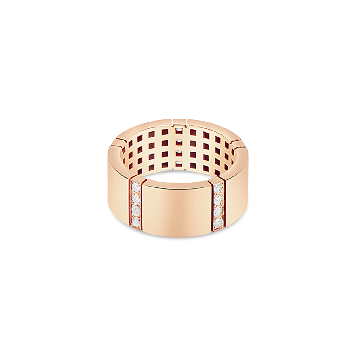 Flat Band Diamond Line Ring in 18K Rose Gold - 