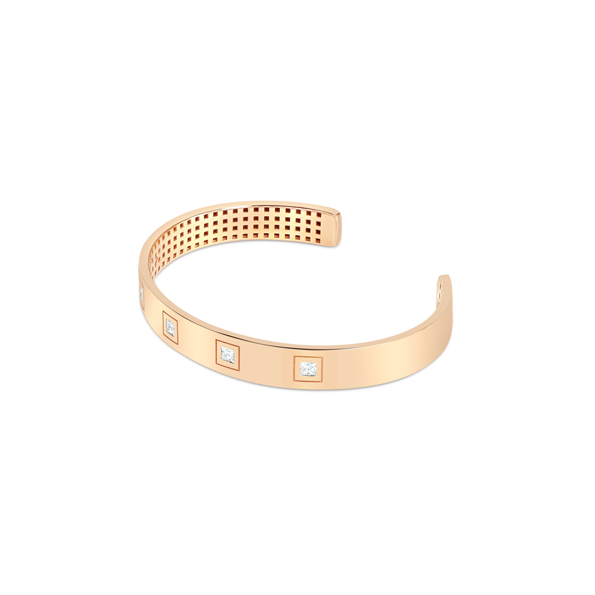 Flat Band Square Diamond Ring in 18K Rose Gold - 