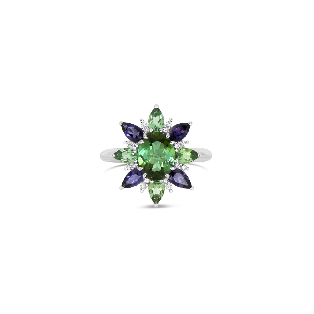 Green Star Ring with Diamonds