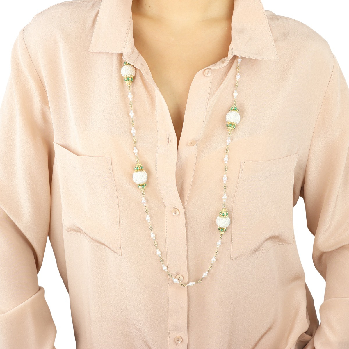 Jade And Pearl Baroque Spheres Necklace