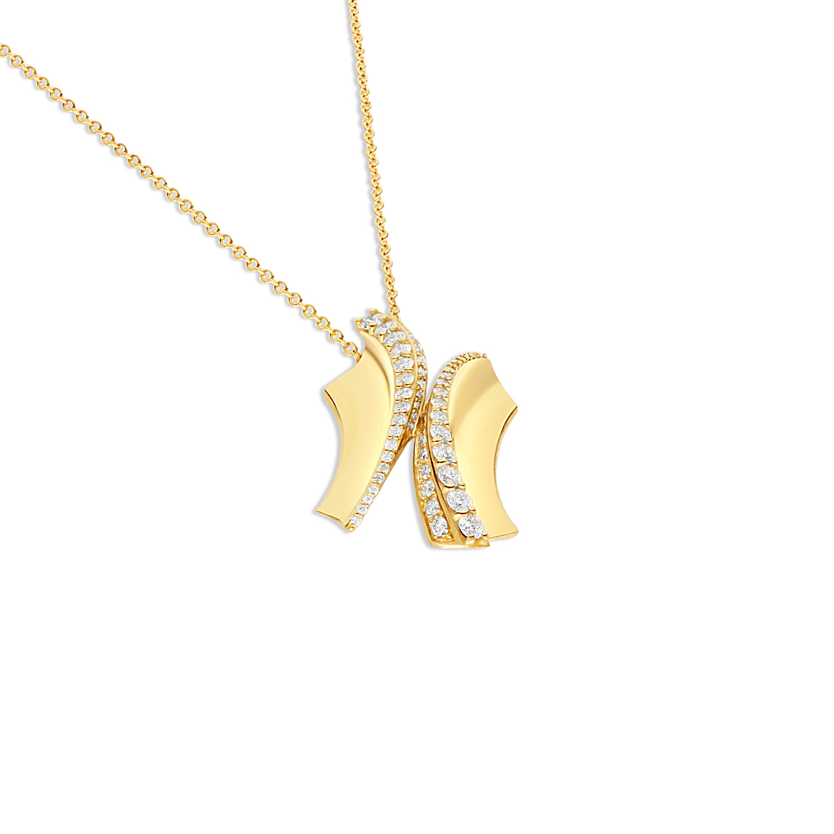 Pendant Necklace with White Diamonds - 
