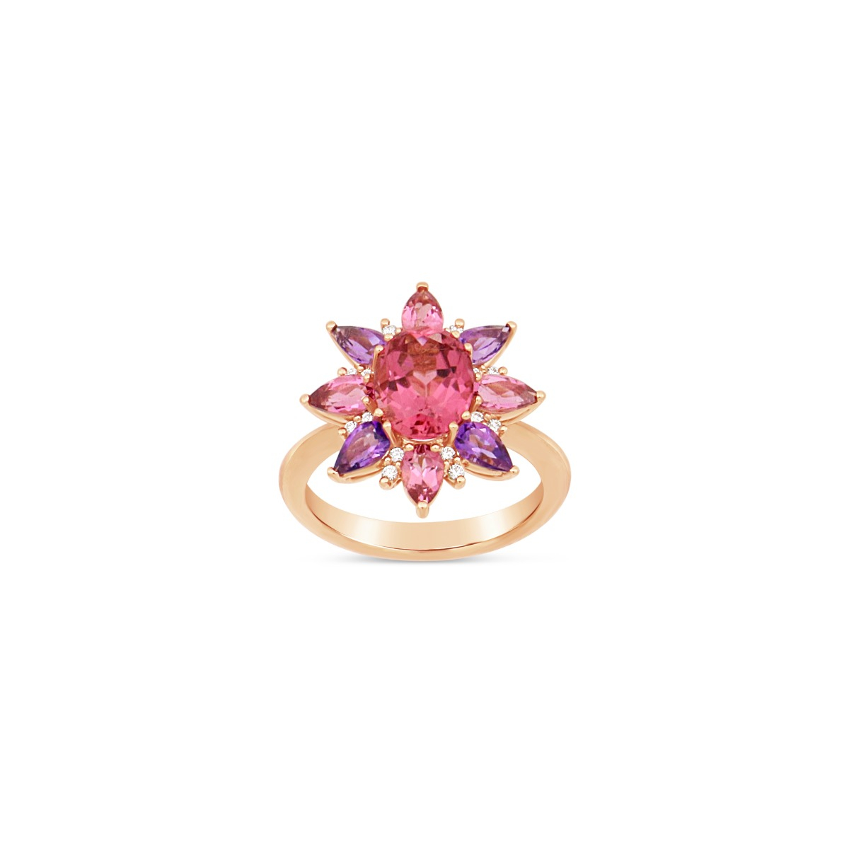 Pink Star Ring with Diamonds
