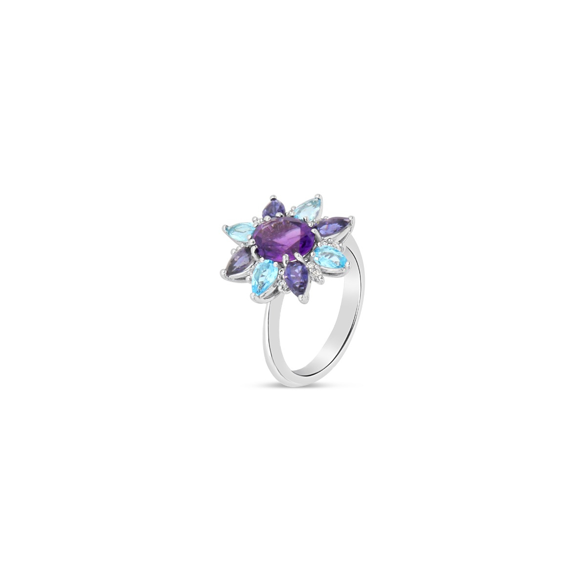 Purple Star Ring with Diamonds
