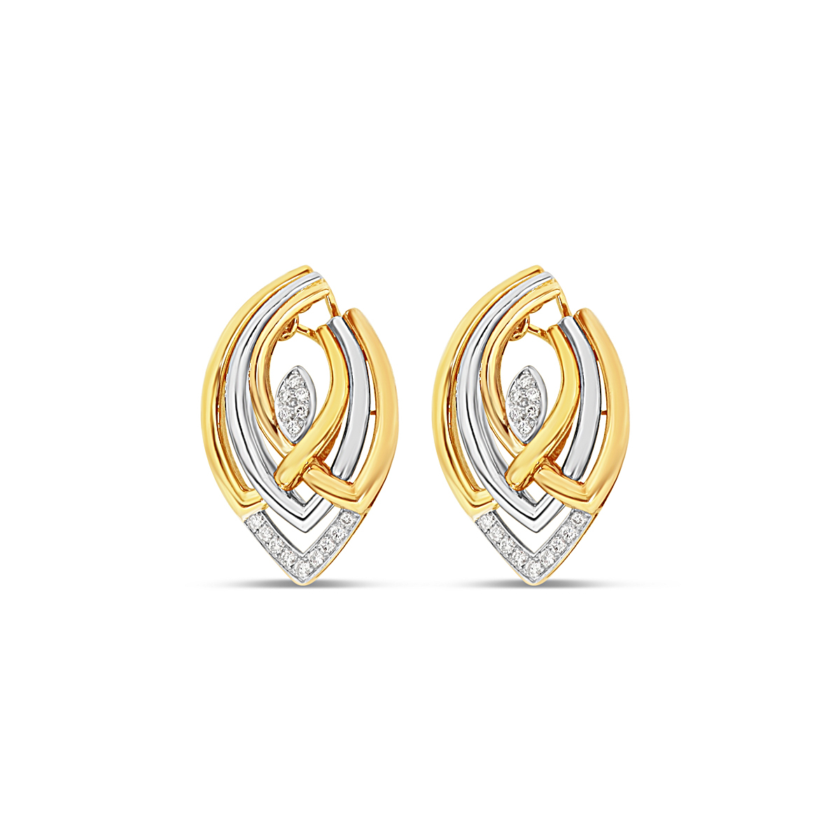 Twisted Two-Tone 18K White and Yellow Gold Earrings with Diamonds